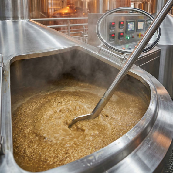 Mashing in a brewing vessel