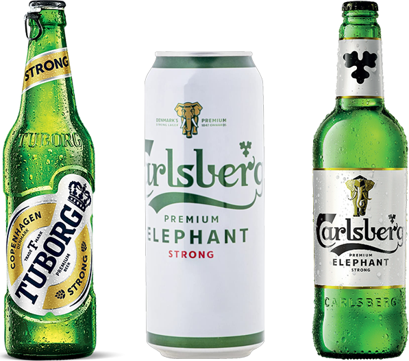 Tuborg Strong and Carlsberg Elephant beer