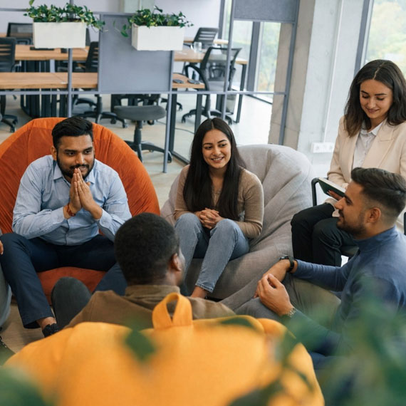 Group discussion with team members