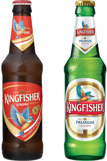 Kingfisher Strong and Kingfisher Premium beer bottles