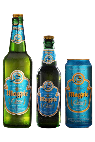 Magpie Opus Royal Lager bottles and can