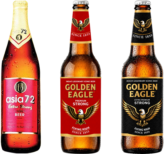 Asia 72 and Golden Eagle beer bottles